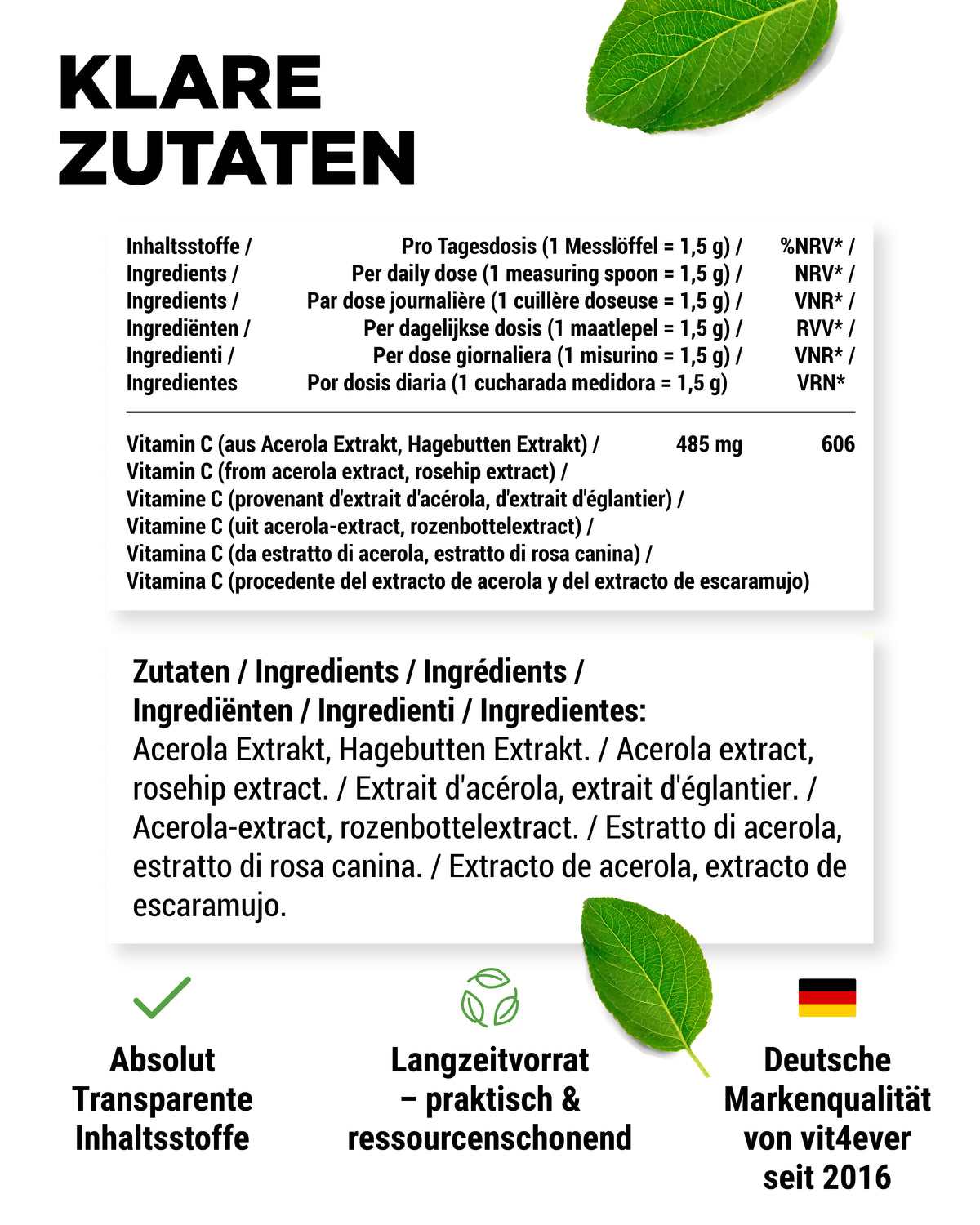 Acerola en polvo + Escaramujo - Vitamina C natural
