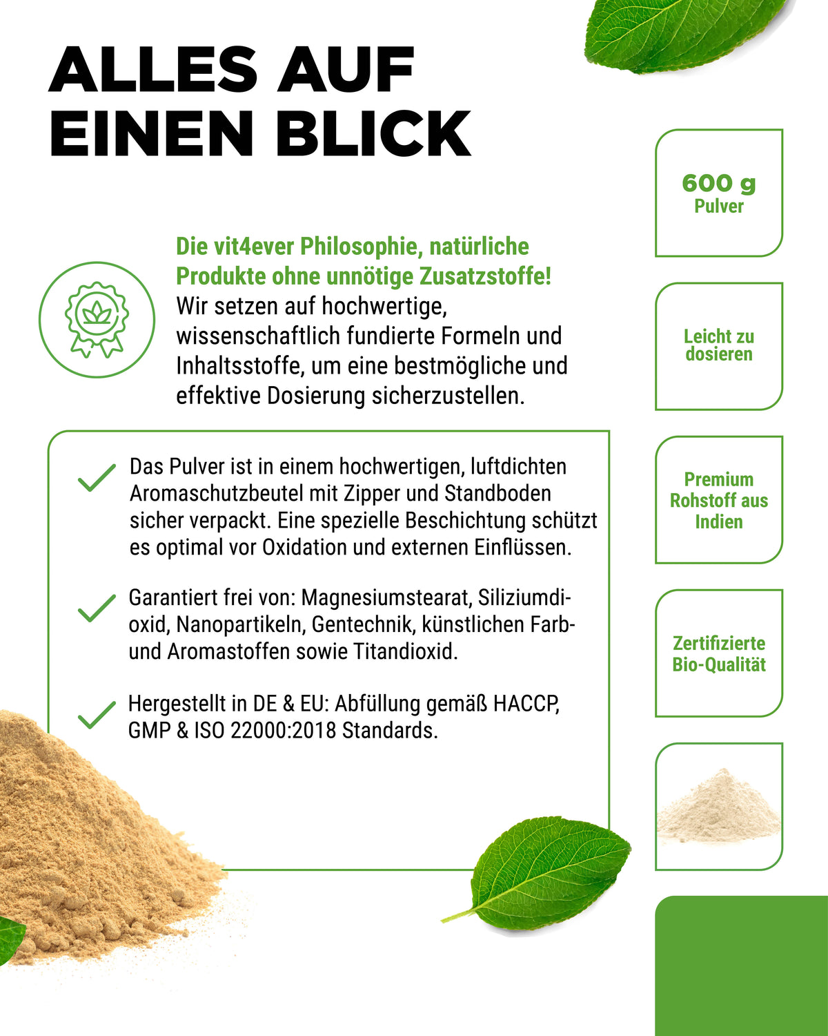 Ashwagandha ecológica en polvo