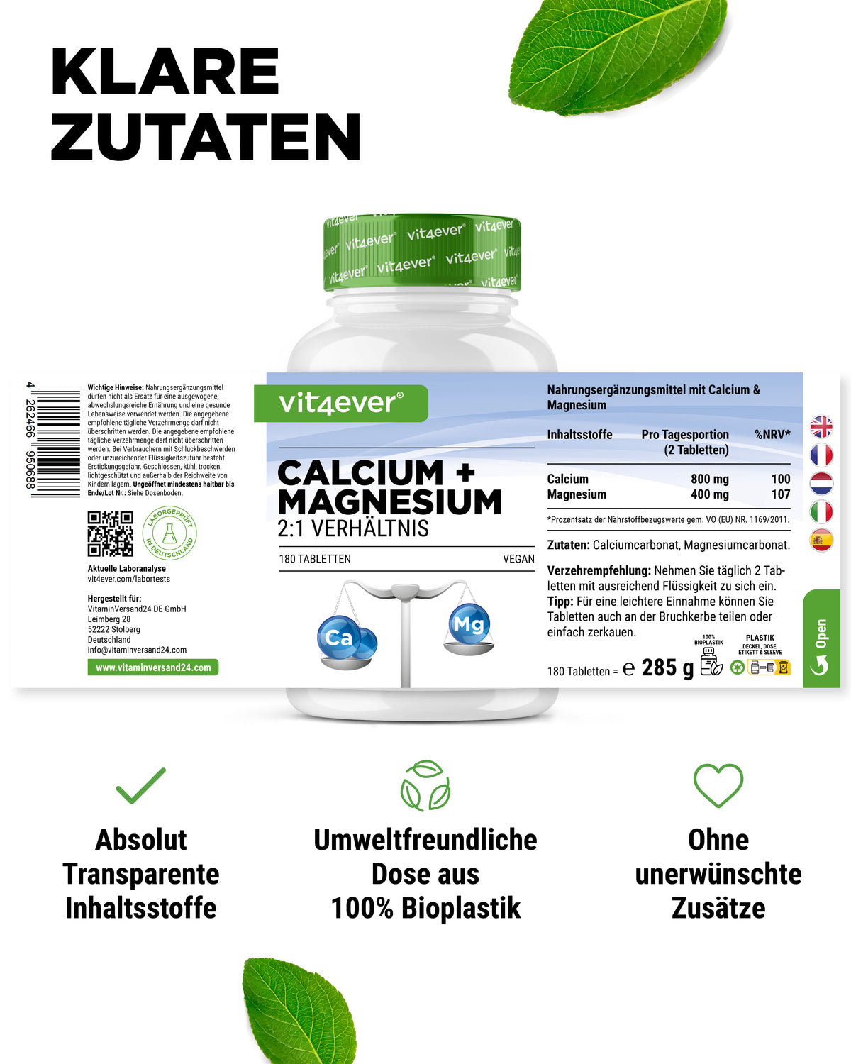 Calcium + Magnesium - 2:1 ratio