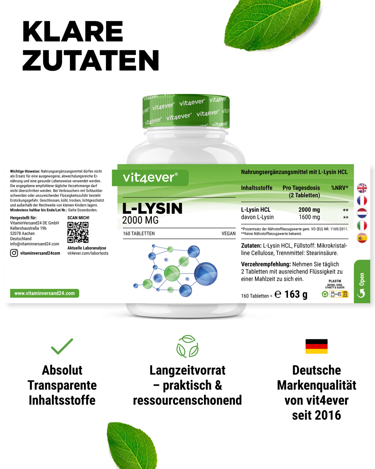 L-Lysin 1000 mg hochdosiert