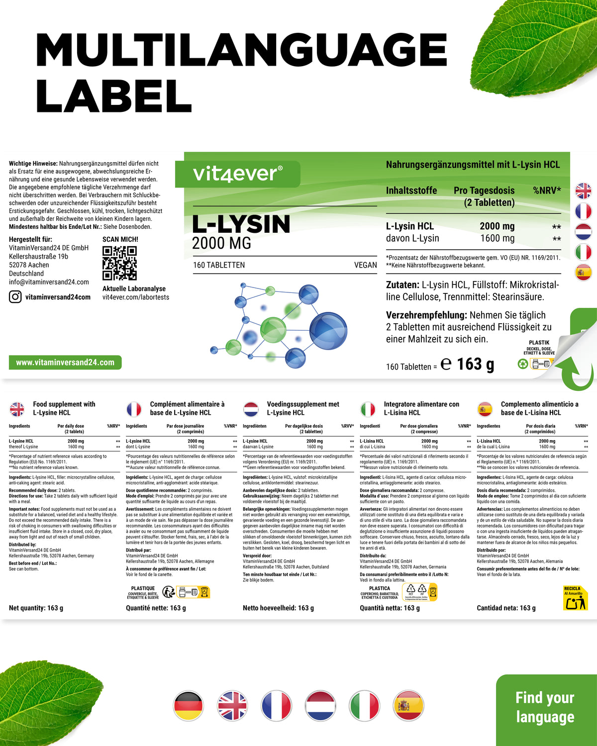 L-Lysin 1000 mg hochdosiert