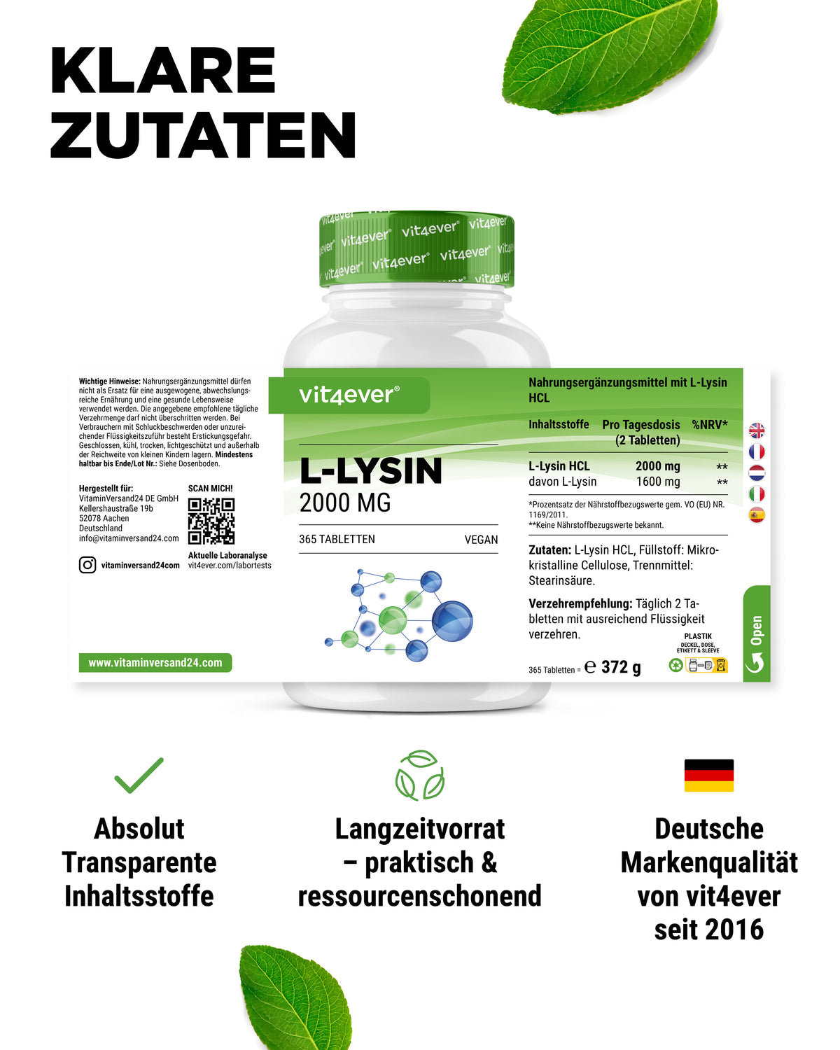 L-Lysin 1000 mg hochdosiert