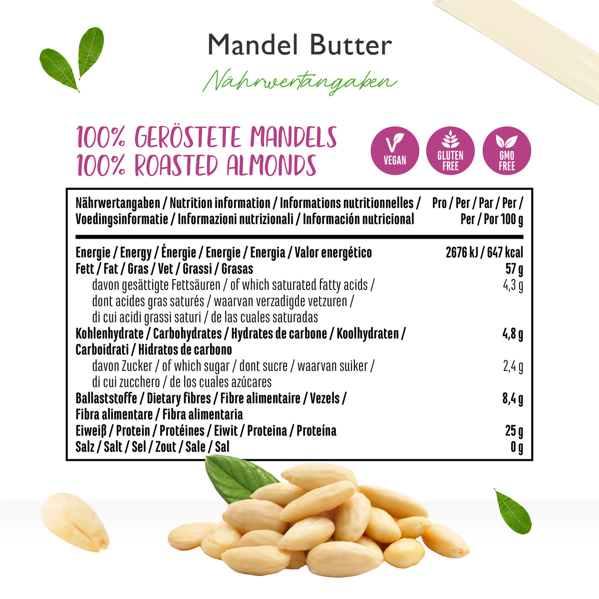 100 % Purée d'amande blanche - 1000 g