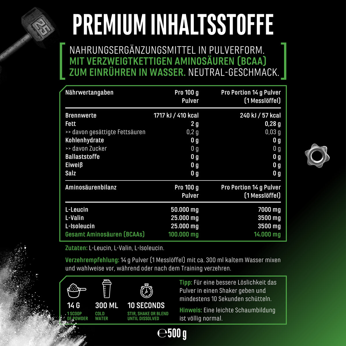 GEN BCAA 2:1:1 poudre - Neutre, 500 g