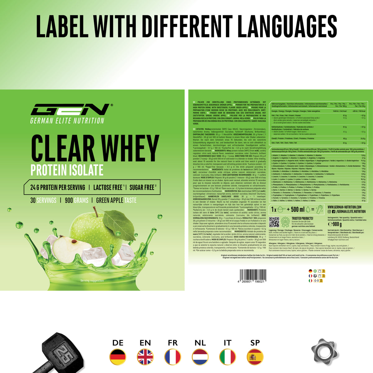 Clear Whey Protein - Fresh Apricot, 900 g