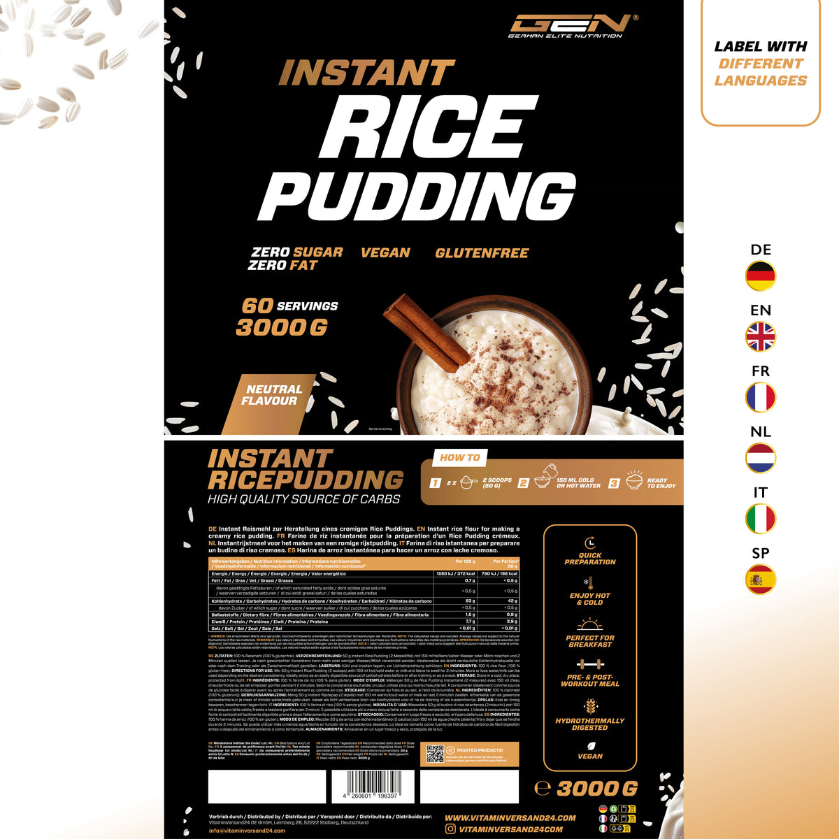 Pudding au riz neutre 3 kg