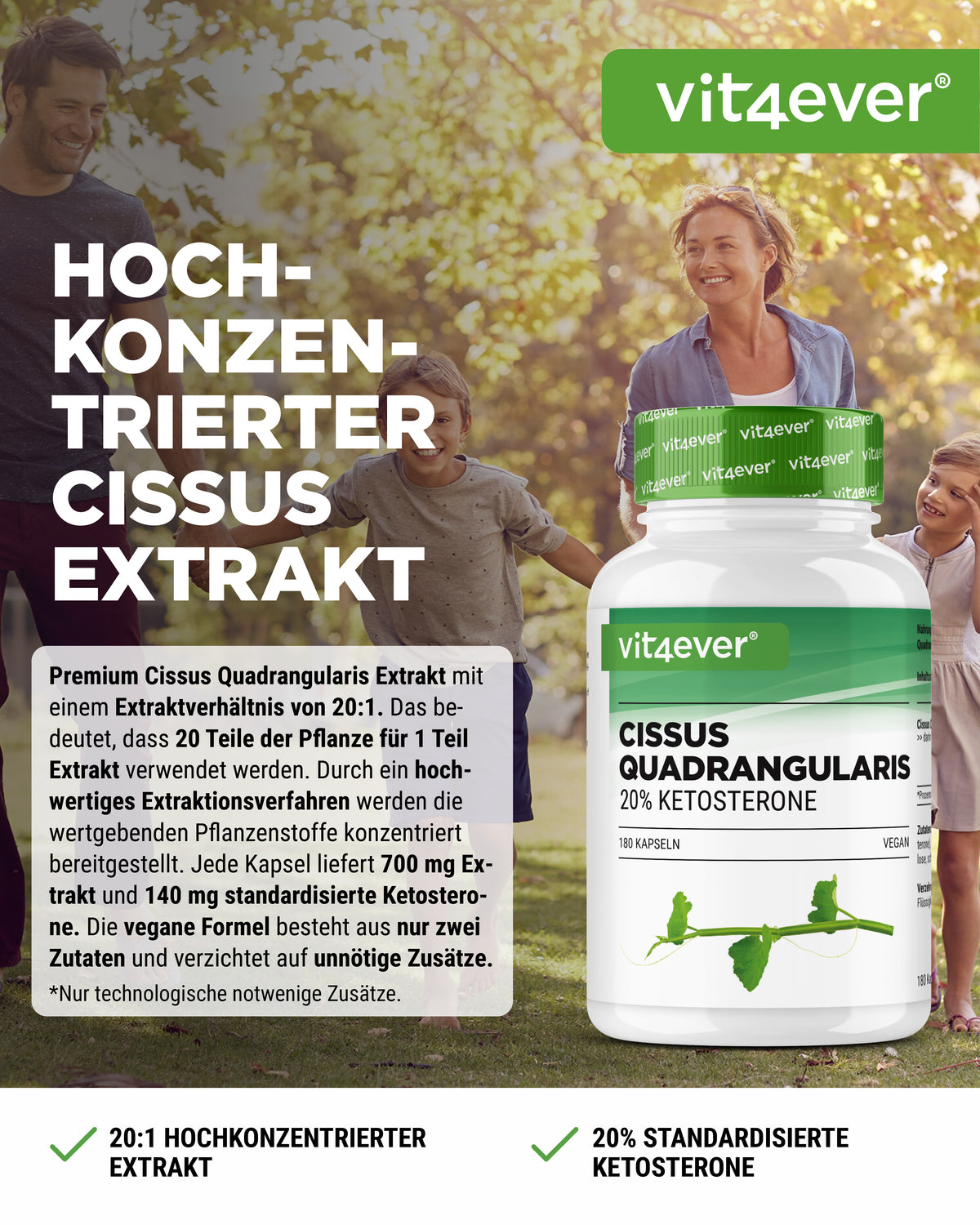 Cissus Quadrangularis - 725 mg estratto - 40% chetosteroni