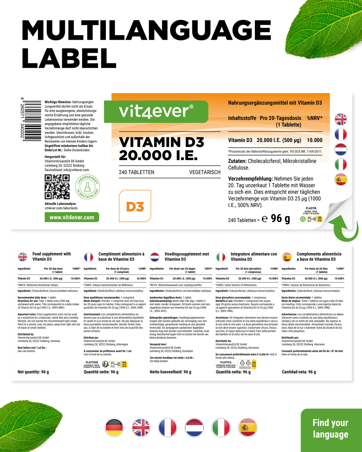 Vitamin D3 Depot 20,000 IU