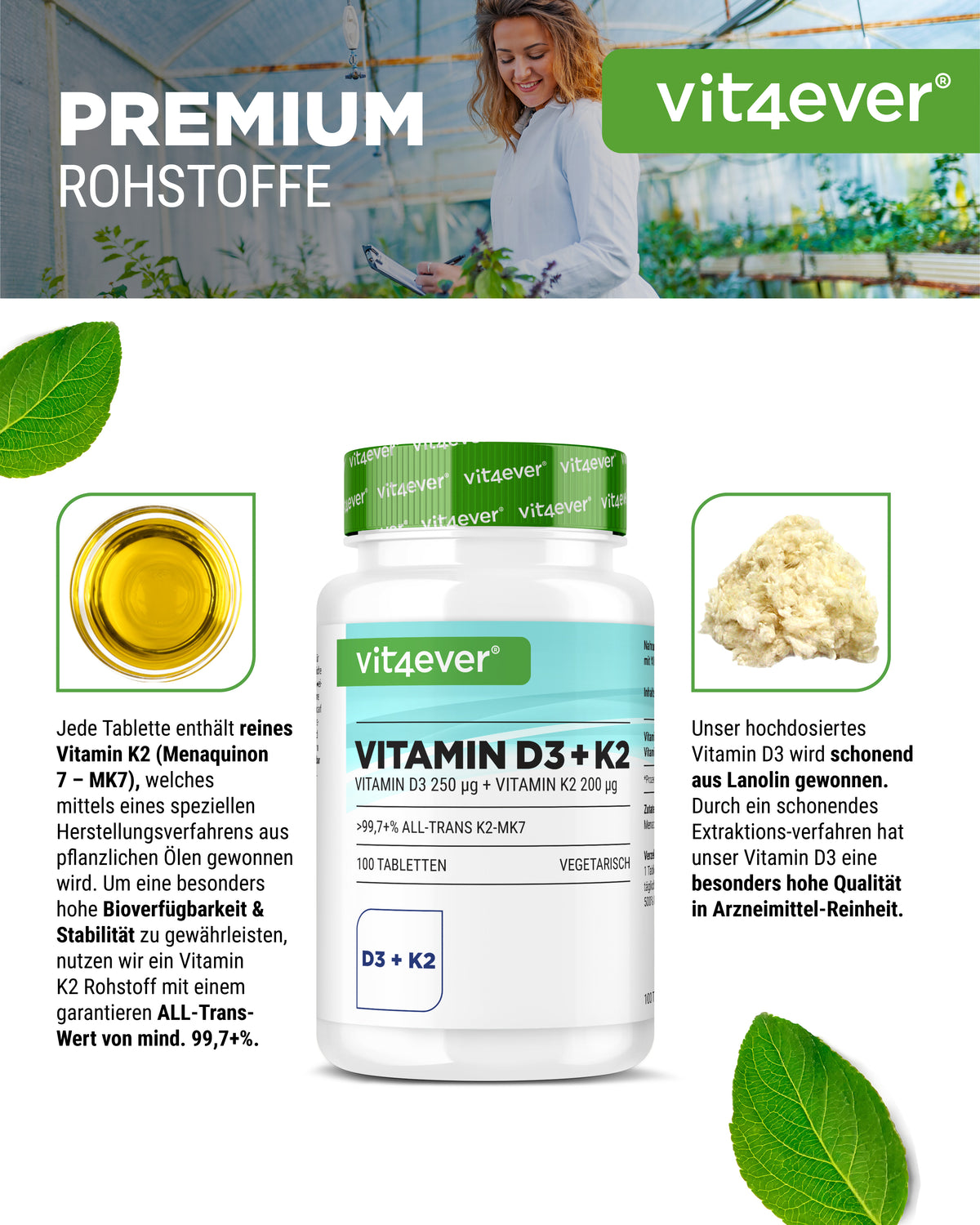 Vitamine D3 10.000 I.E. + Vitamine K2 200 mcg