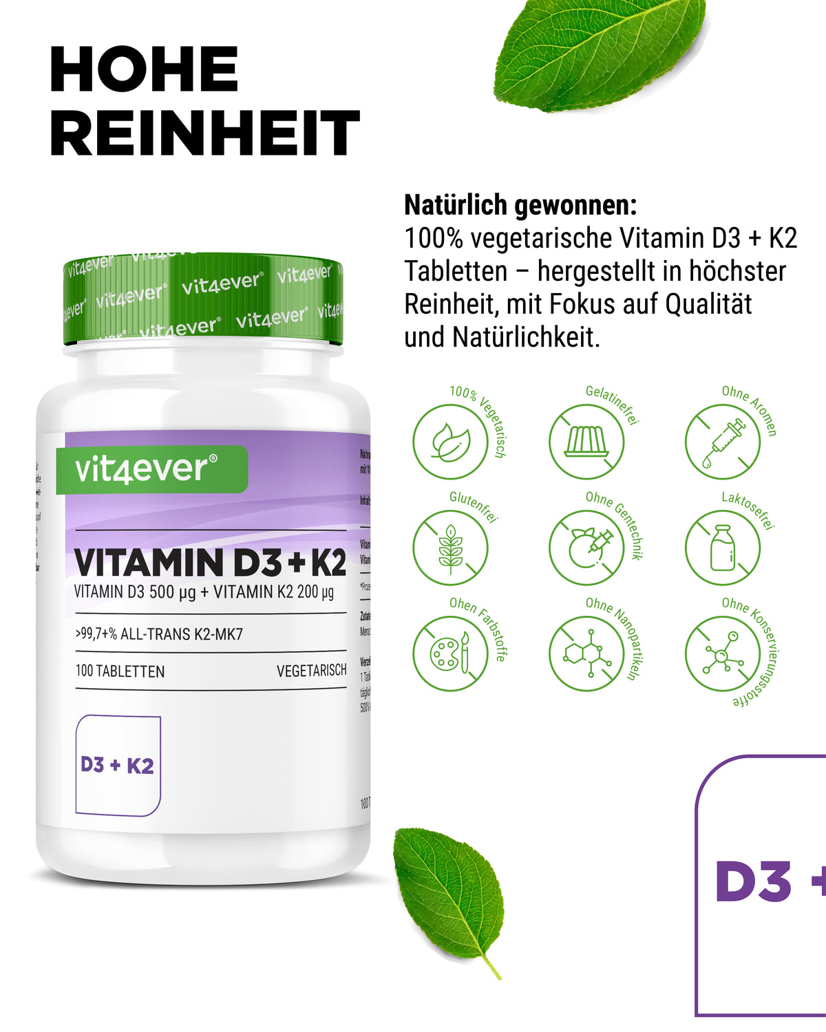 Vitamine D3 20.000 UI + Vitamine K2 200 mcg