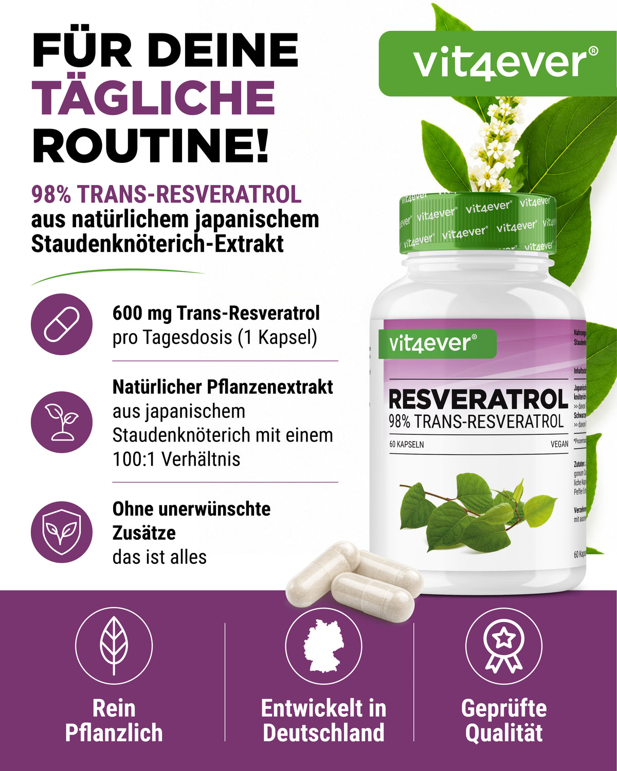 Resveratrol - 500 mg - 98 % Trans-Resveratrol