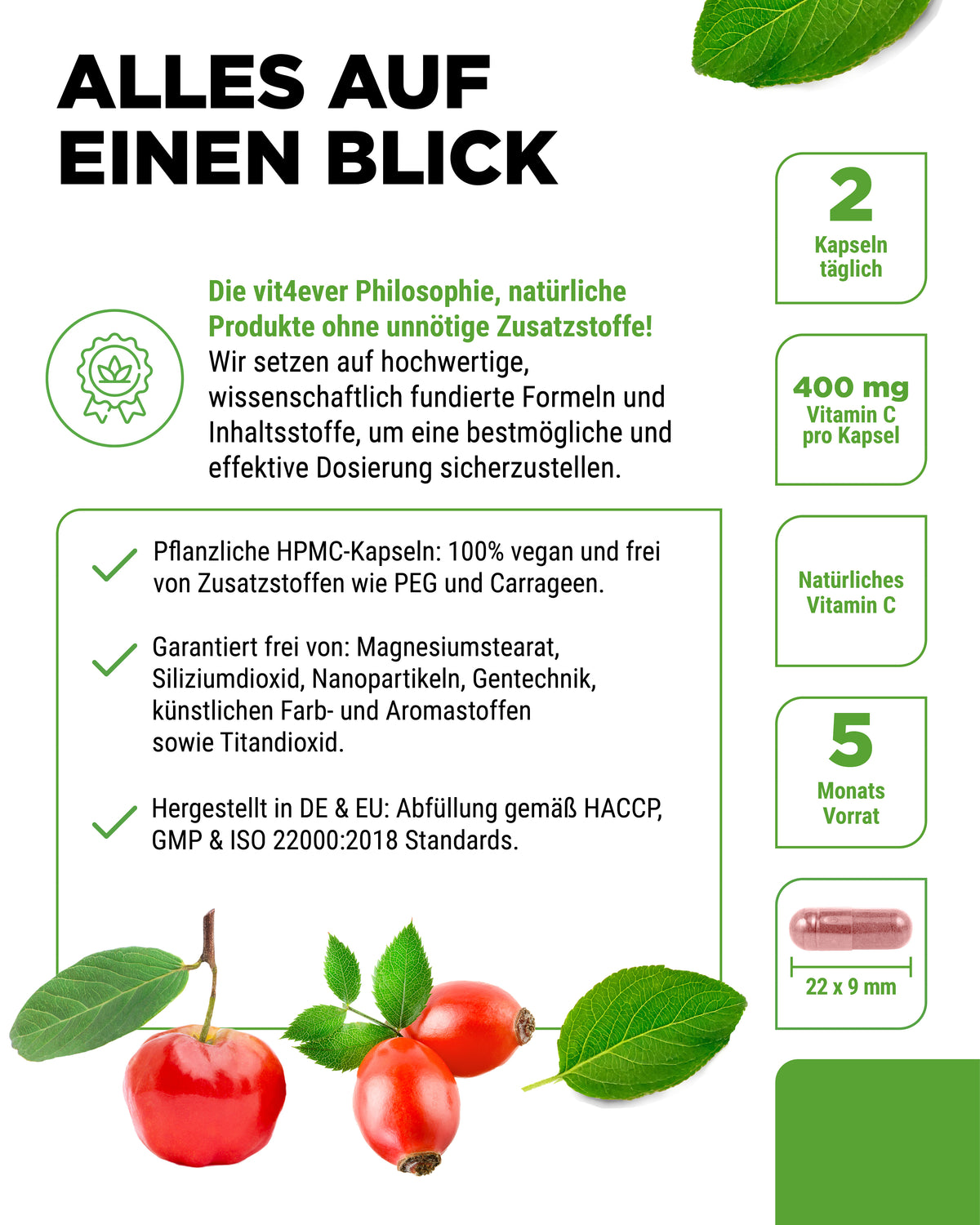 Vitamine C complex (Acerola+Honderoosjes)