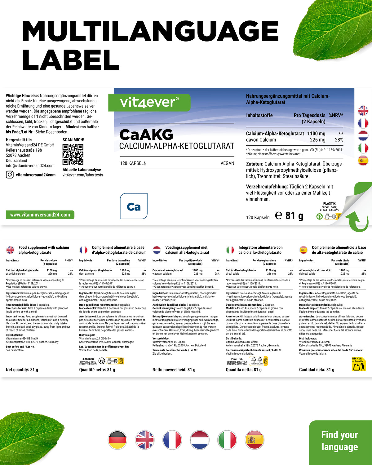 CaAKG - Alpha-cétoglutarate de calcium
