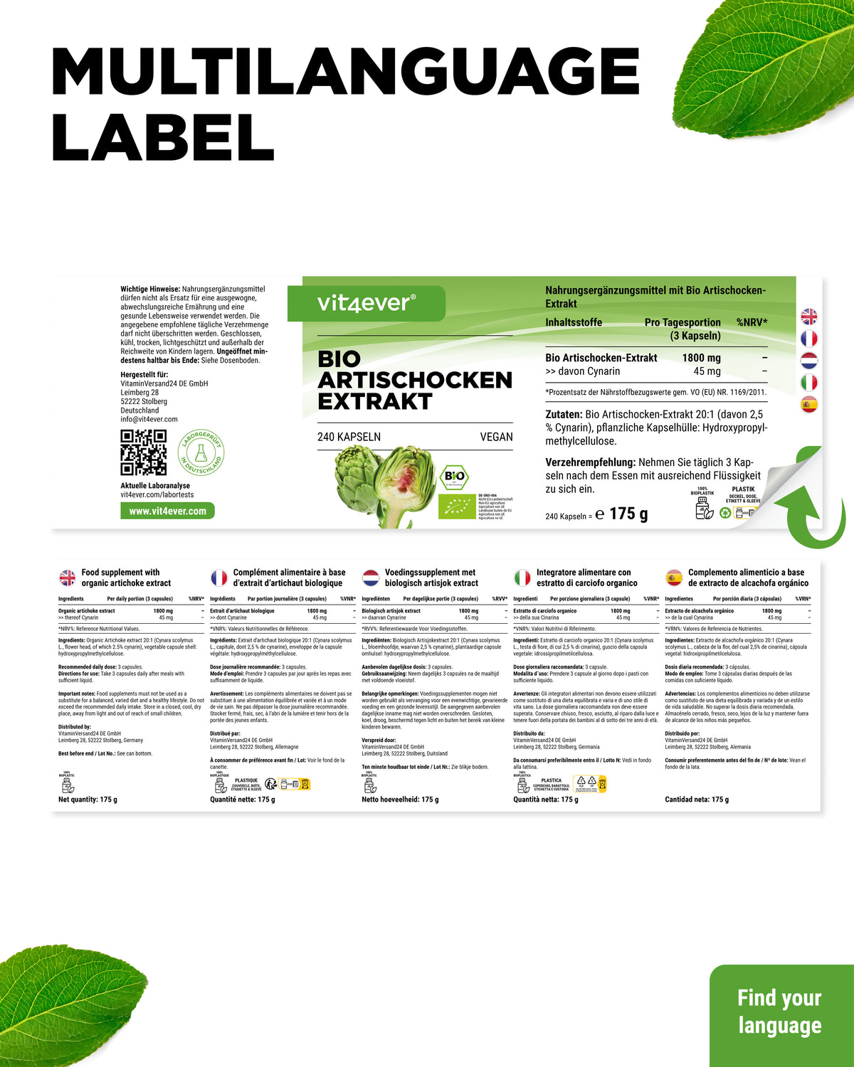 Extracto de alcachofa ecológica - 2,5 % cinarina