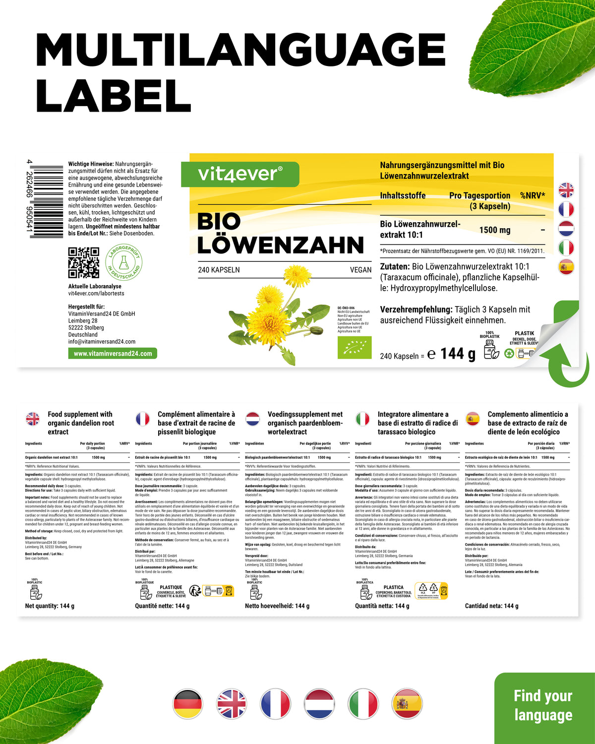Bio Löwenzahn - 500 mg
