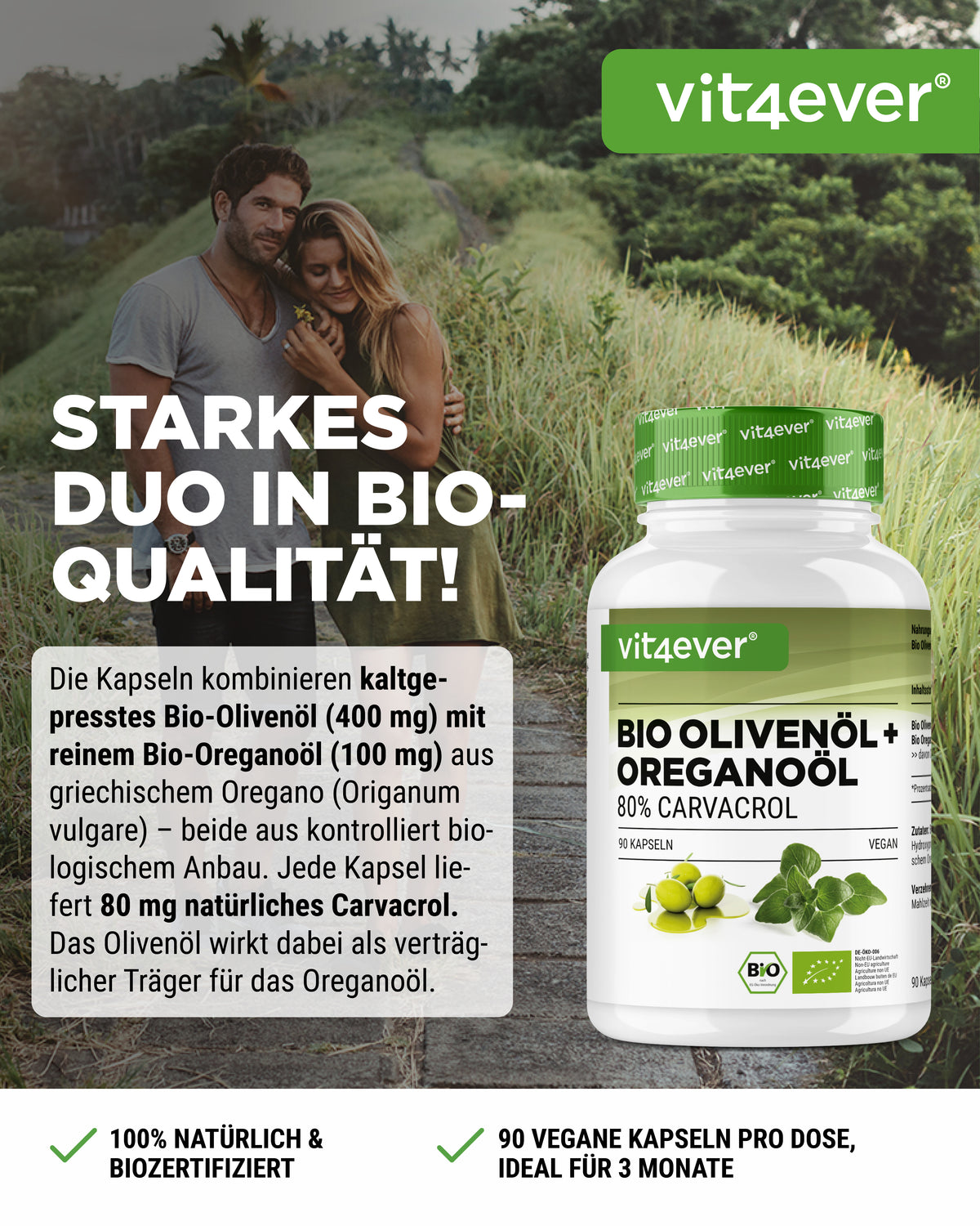 Aceite de orégano ecológico y aceite de oliva,