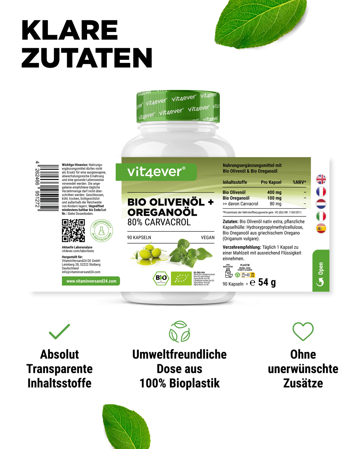 Aceite de orégano ecológico y aceite de oliva,