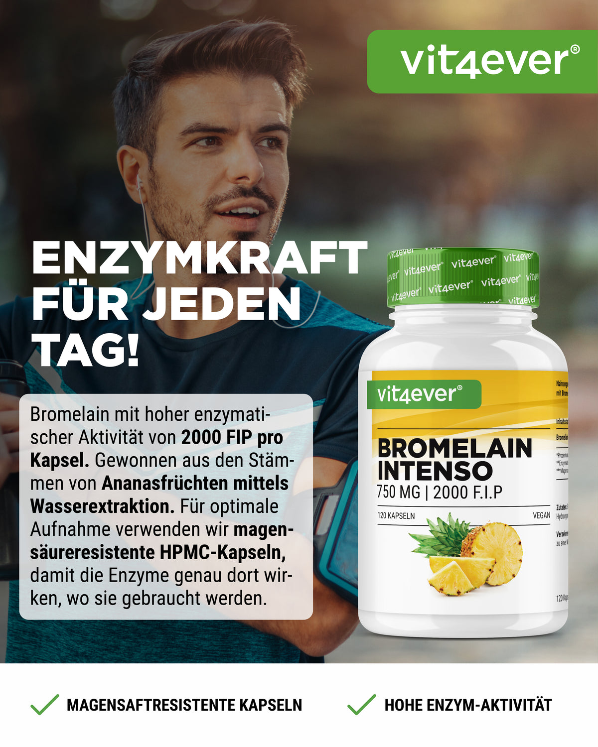Bromelina Intenso - 750 mg (2000 F.I.P)