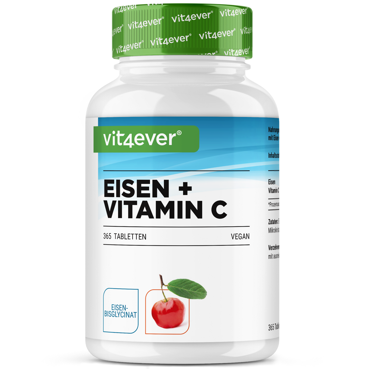 Hierro + Vitamina C - Bisglicinato de hierro - 365 tabletas