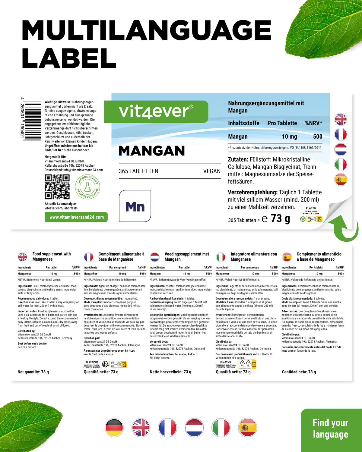 Manganese 10 mg - Bisglicinato di manganese