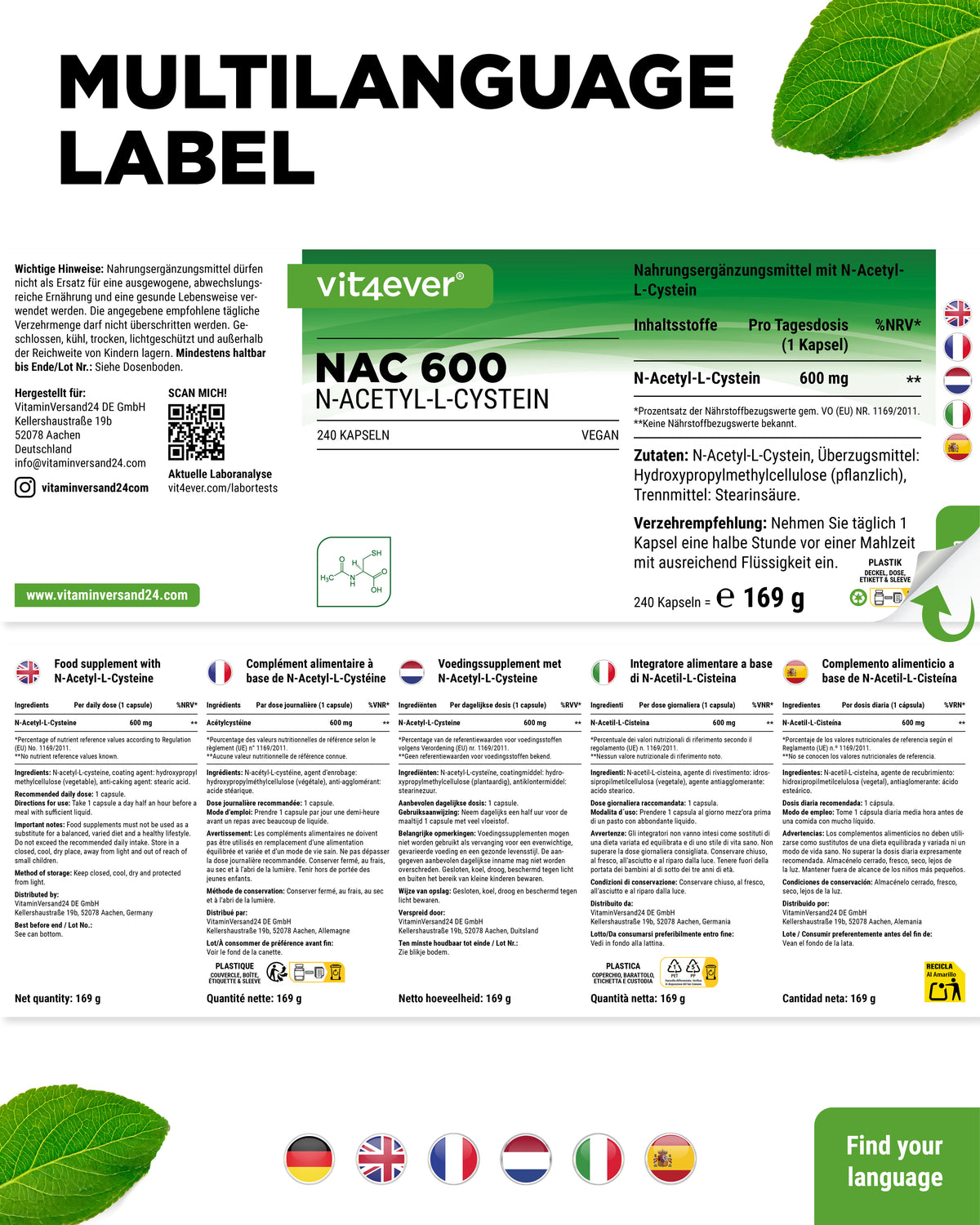 NAC - N-Acetyl L-Cystein - 600mg