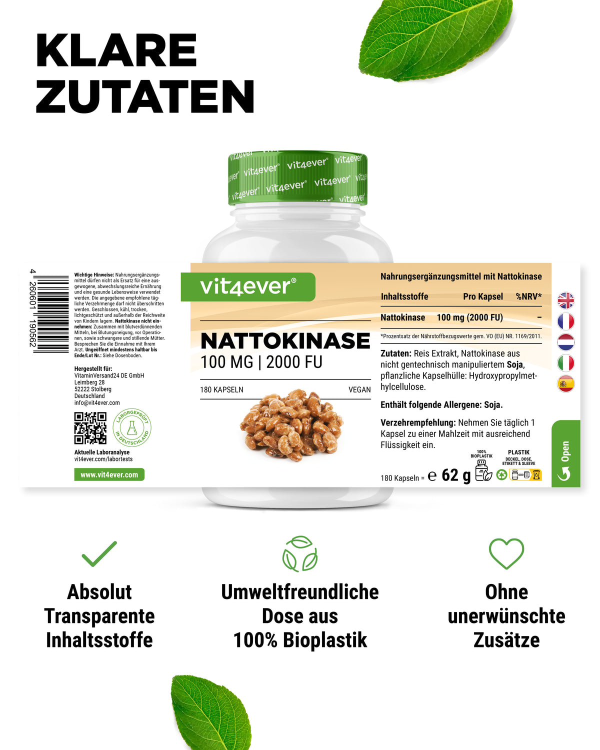 Nattokinase 100 mg (20,000 FU/g)