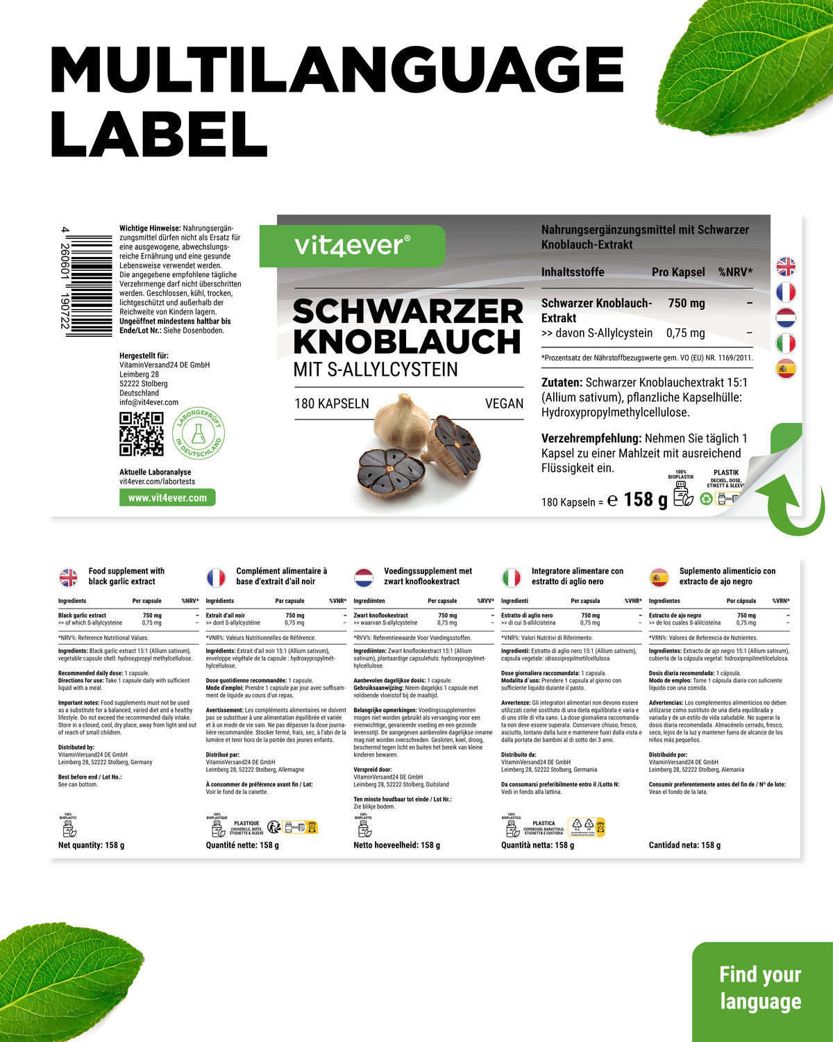 Estratto di aglio nero - 750 mg