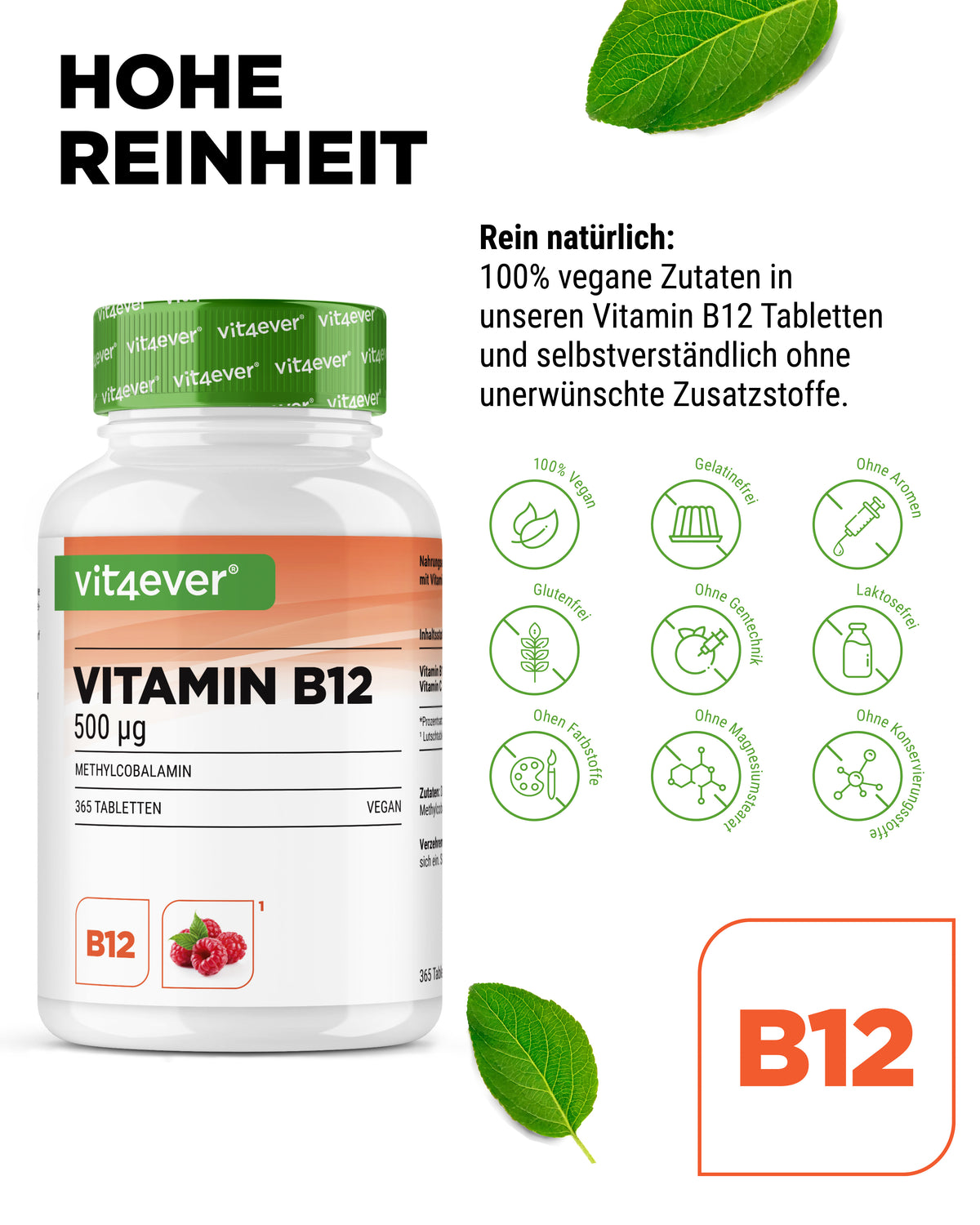 Vitamina B12 - 500 mcg - Sabor frambuesa