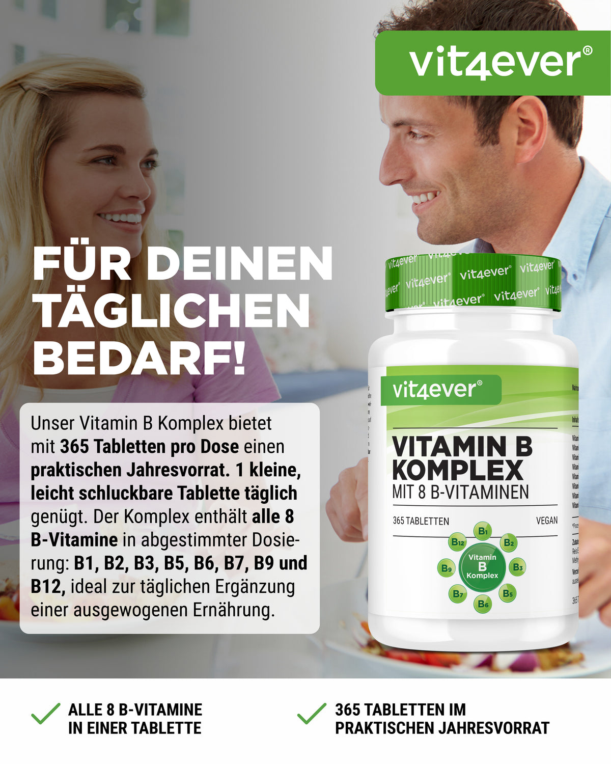Vitamin B Complex - 8 B Vitamins - 365 Tablets