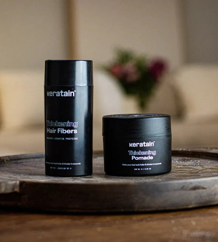 3x Keratain Streuhaar + gratis Keratain Pomade - Dunkelbraun (25 gr) - Hairgivers