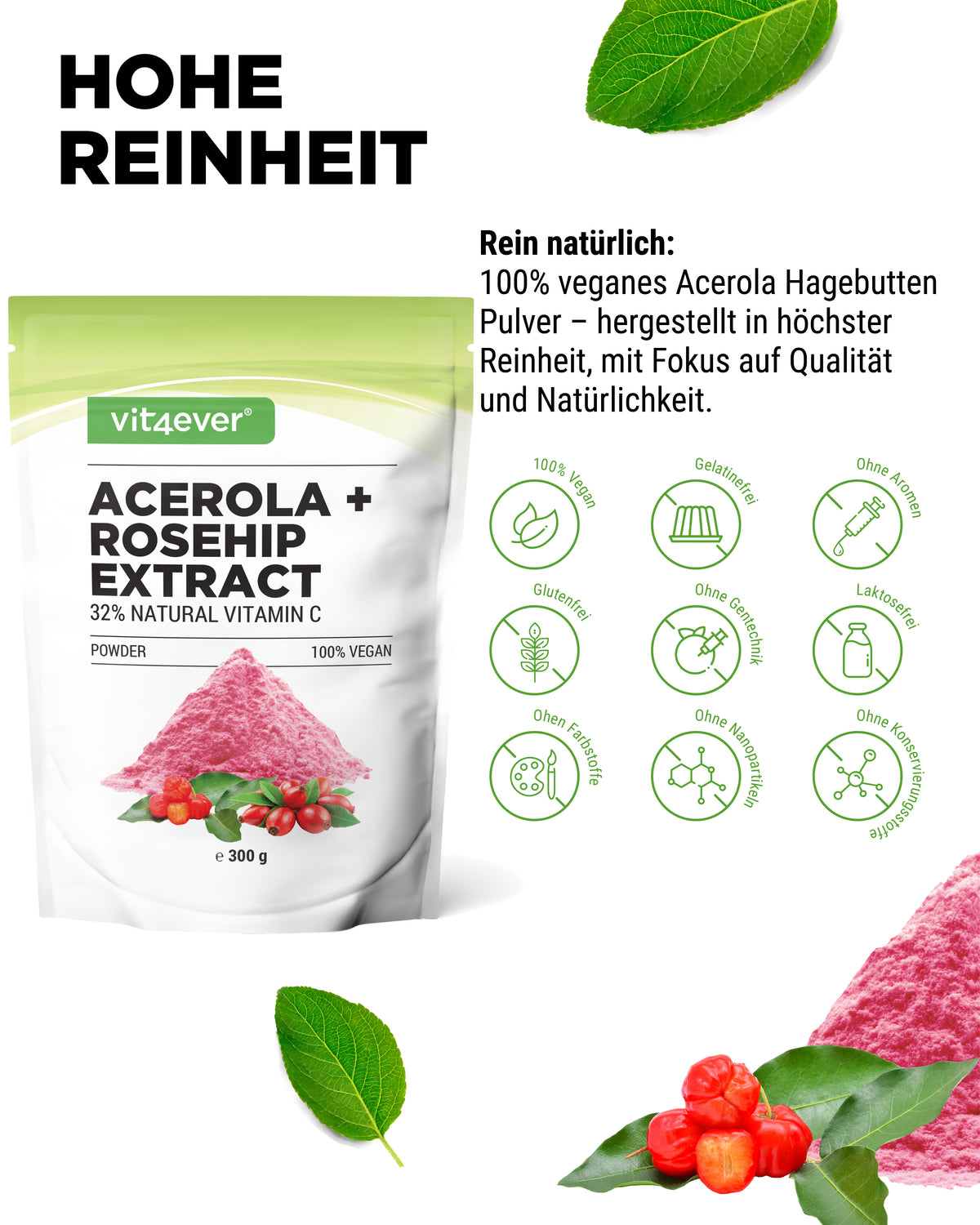 Acerola en polvo + Escaramujo - Vitamina C natural