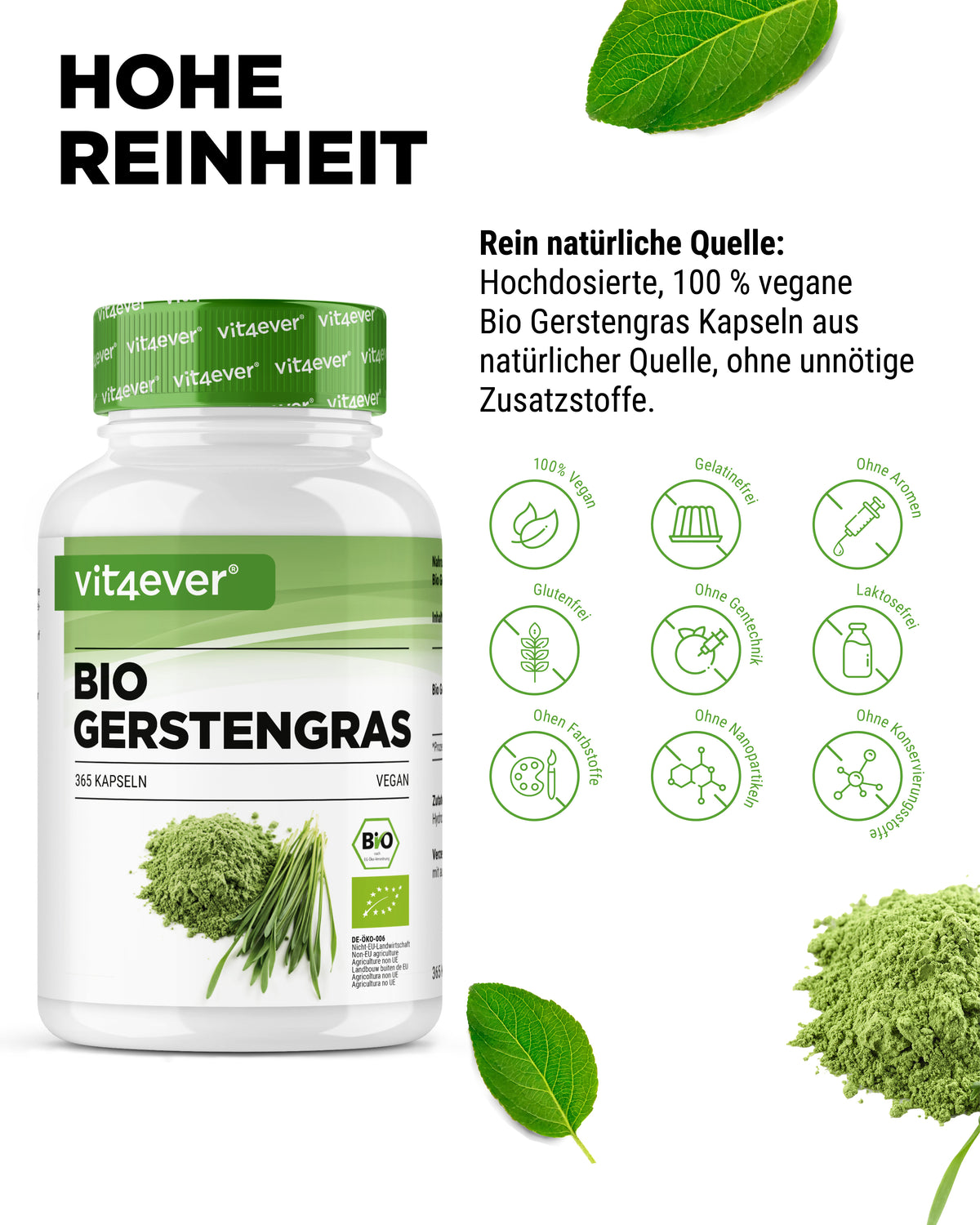 Herbe d'orge Bio - 365 gélules véganes