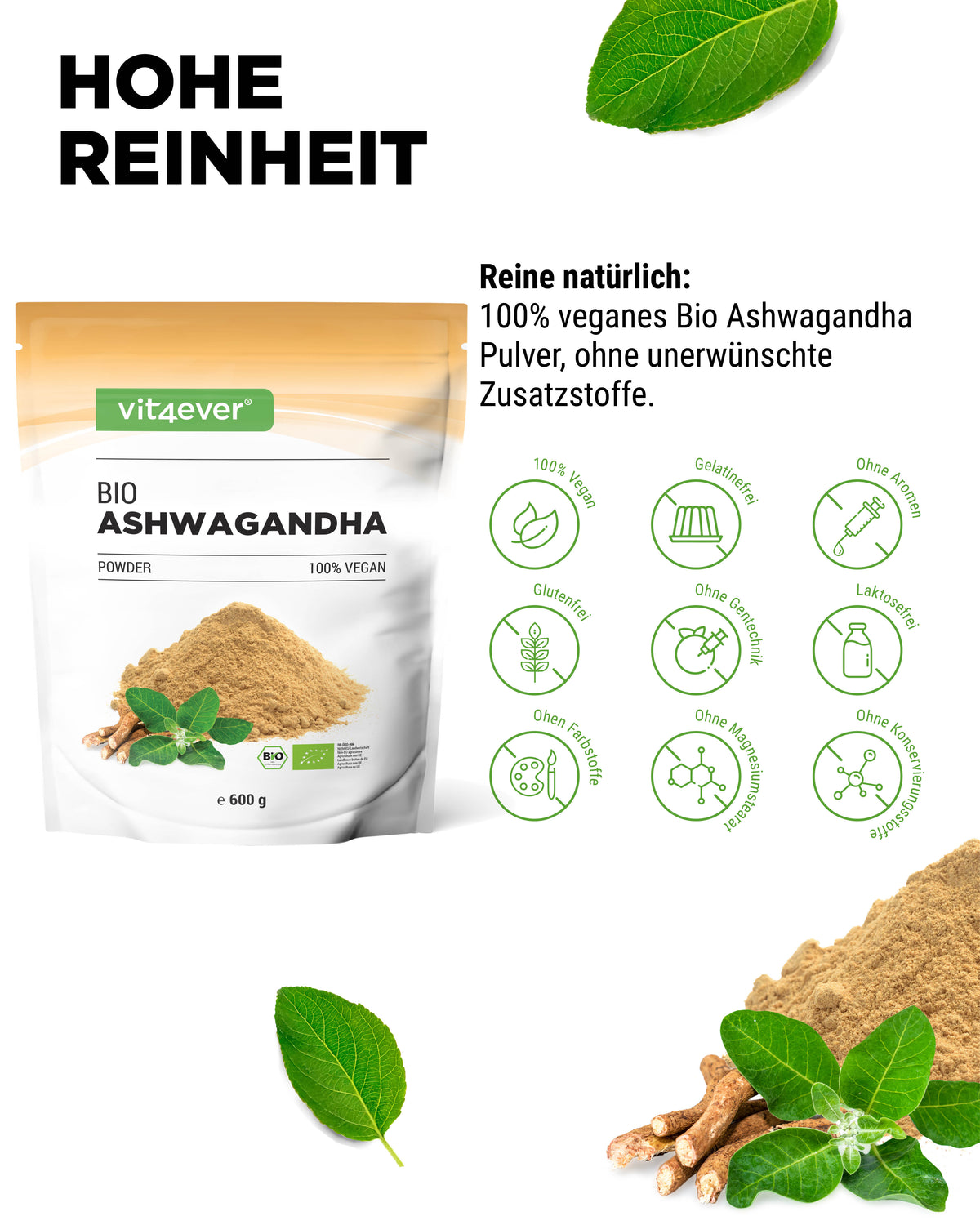 Ashwagandha ecológica en polvo