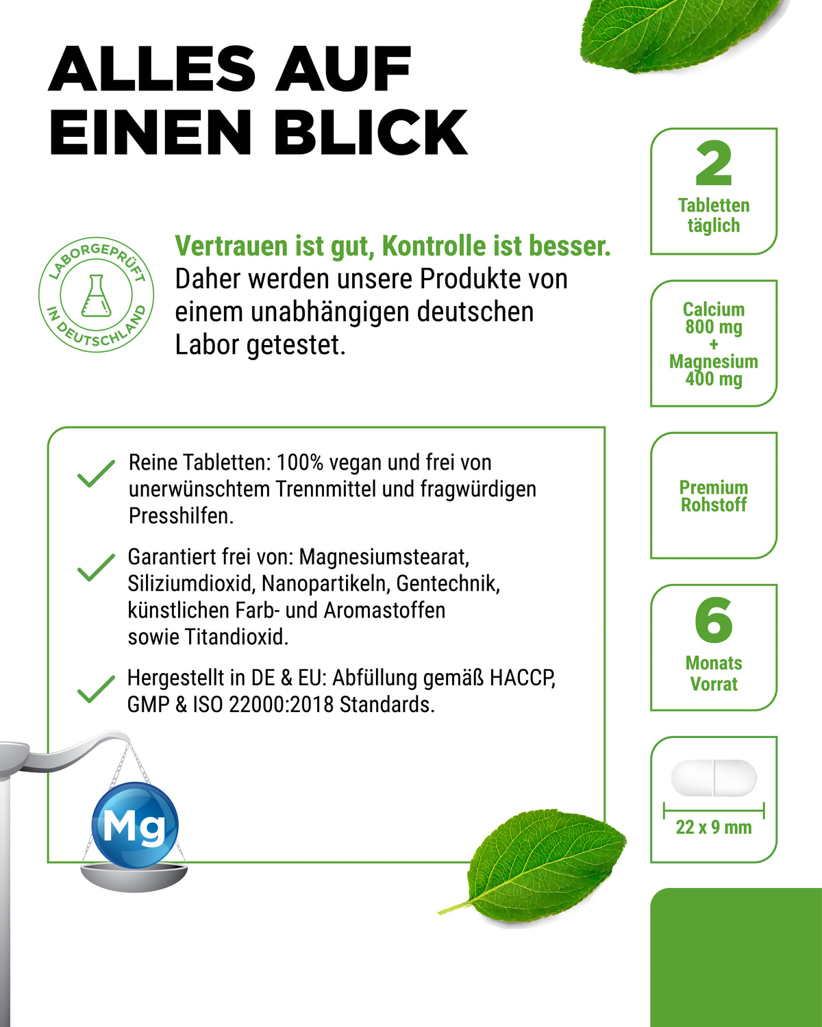 Calcium + Magnesium - 2:1 Verhältnis