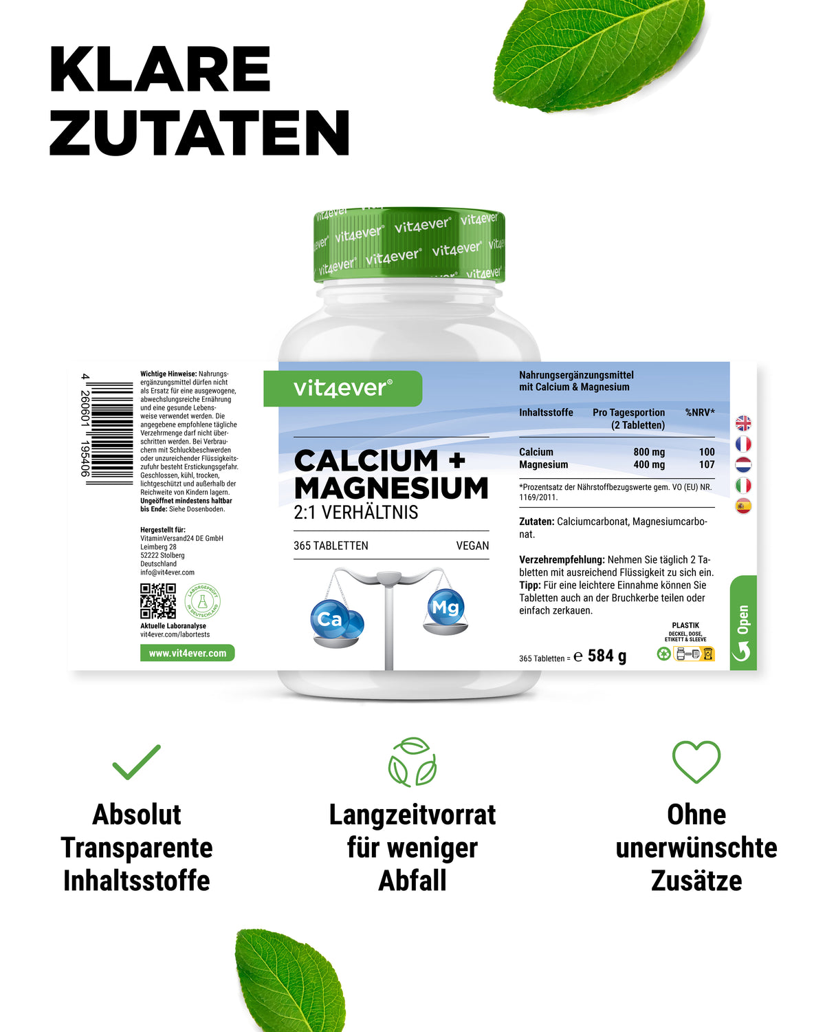 Calcium + Magnesium - 2:1 ratio
