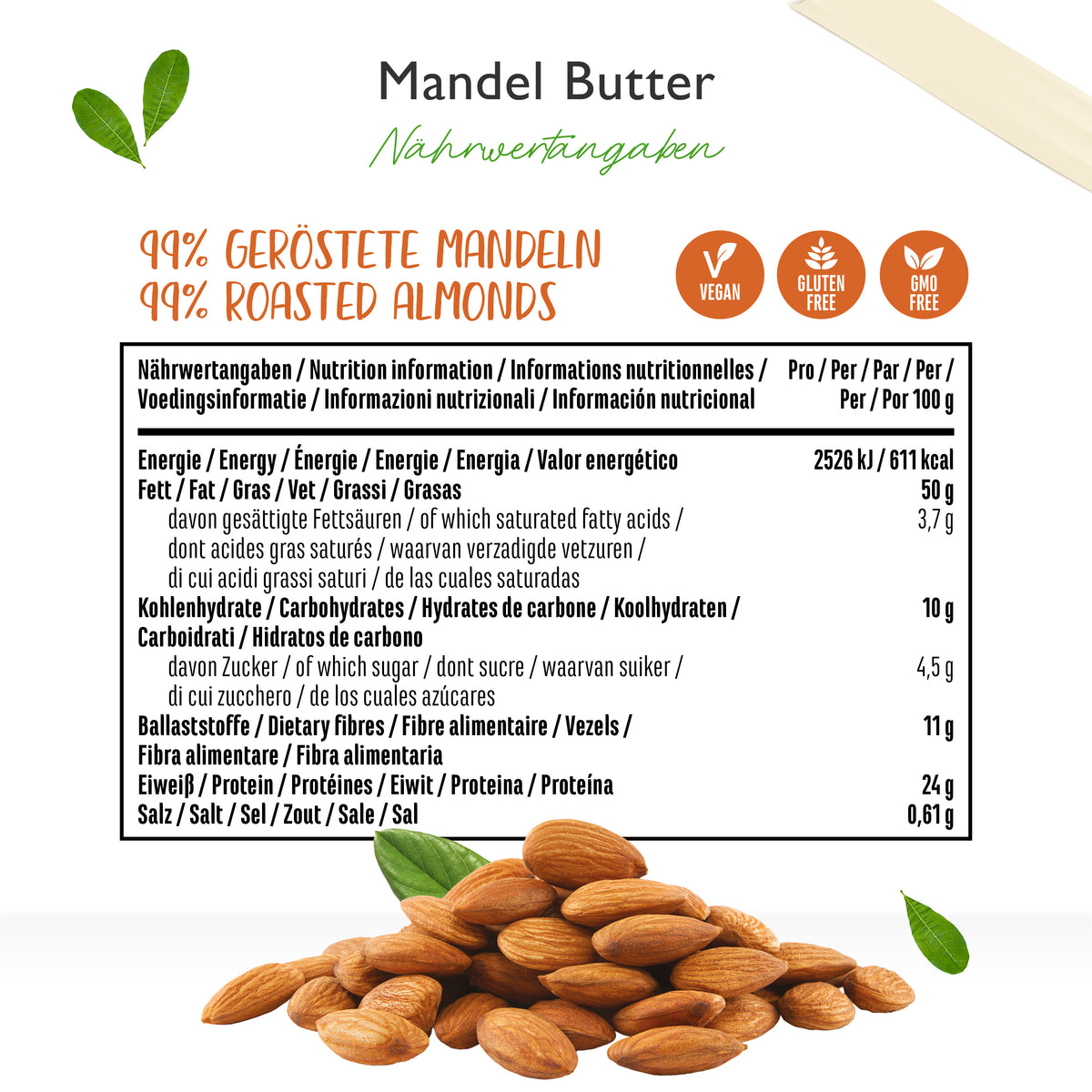 100% Mandelmus (Dark Roasted Crunchy)1000 g