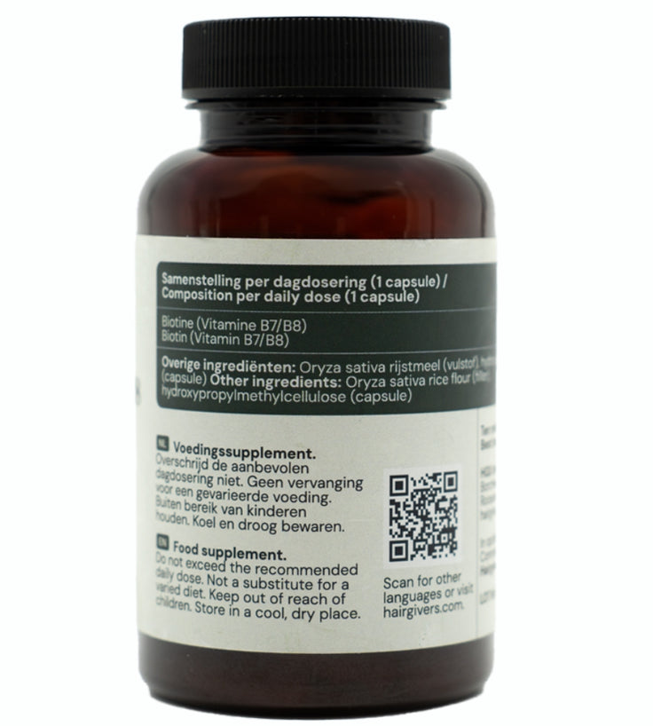 Hairgivers Biotin Supplement 1000 mcg | 60 Kapseln (Vitamin B7)