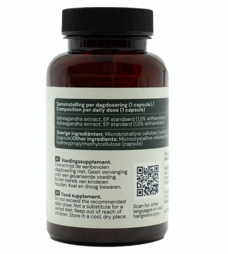 Hairgivers Ashwagandha Supplement 500 mg | 60 Kapseln (Vegan)