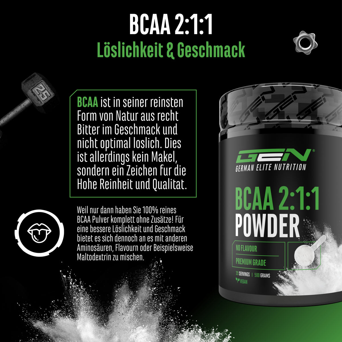 GEN BCAA 2:1:1 poudre - Neutre, 500 g