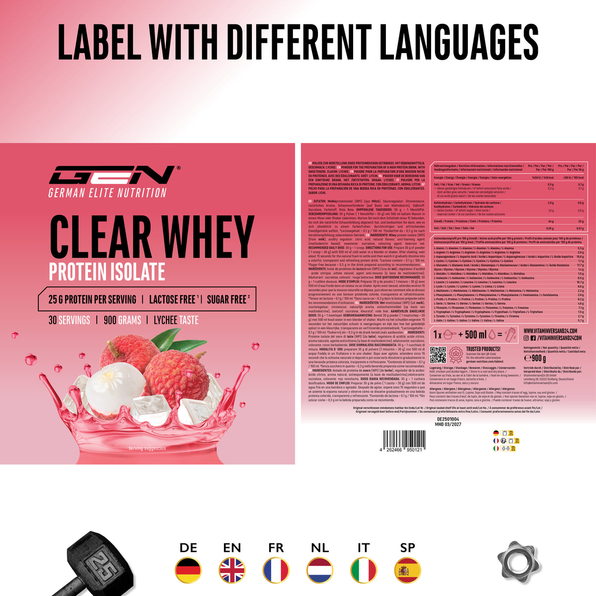 Clear Whey Protein - Fresh Apricot, 900 g