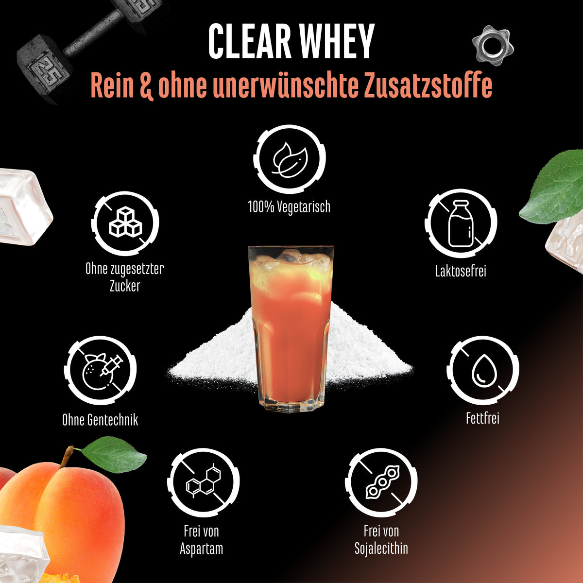 Clear Whey Protein - Fresh Apricot, 900 g