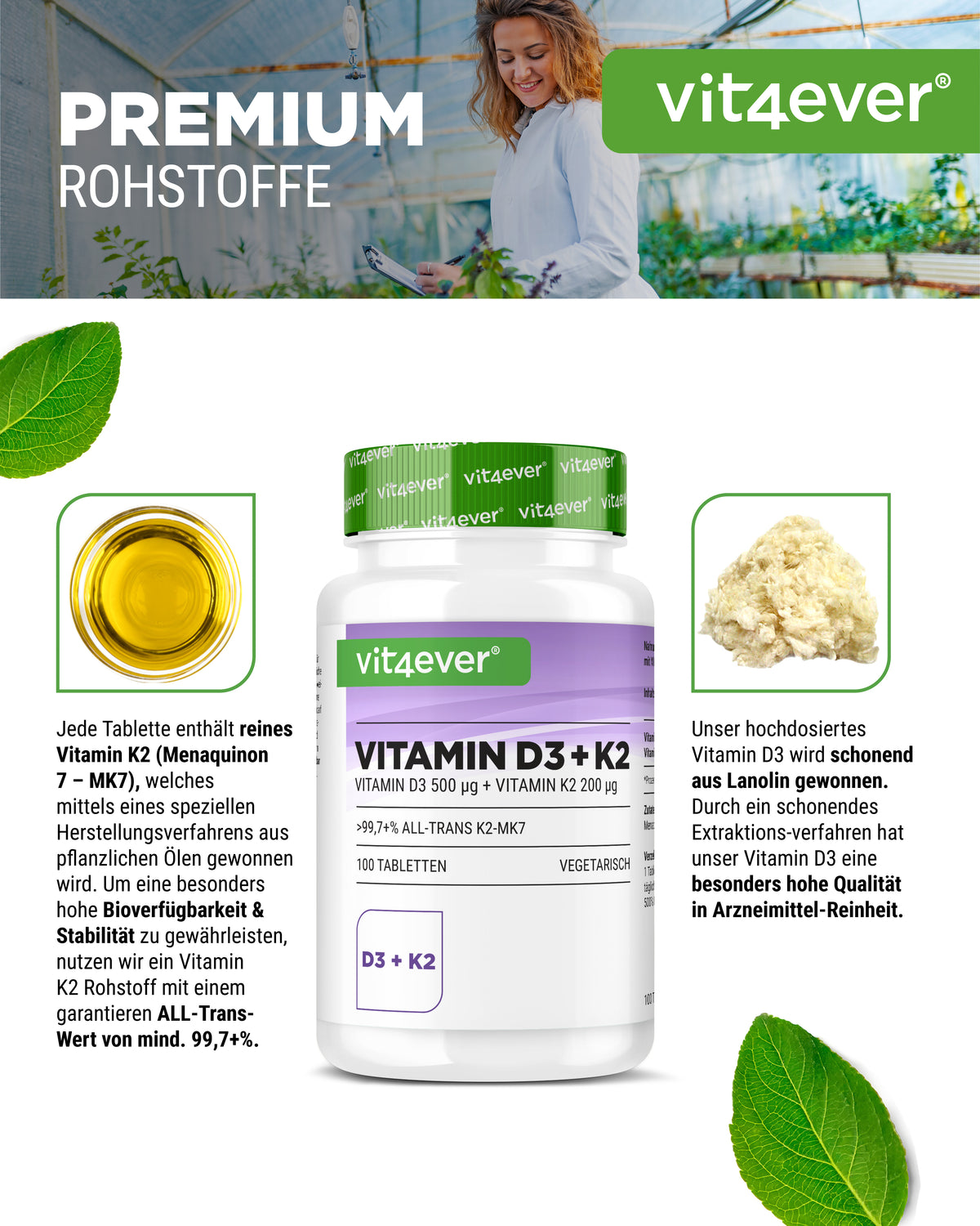 Vitamine D3 20.000 UI + Vitamine K2 200 mcg