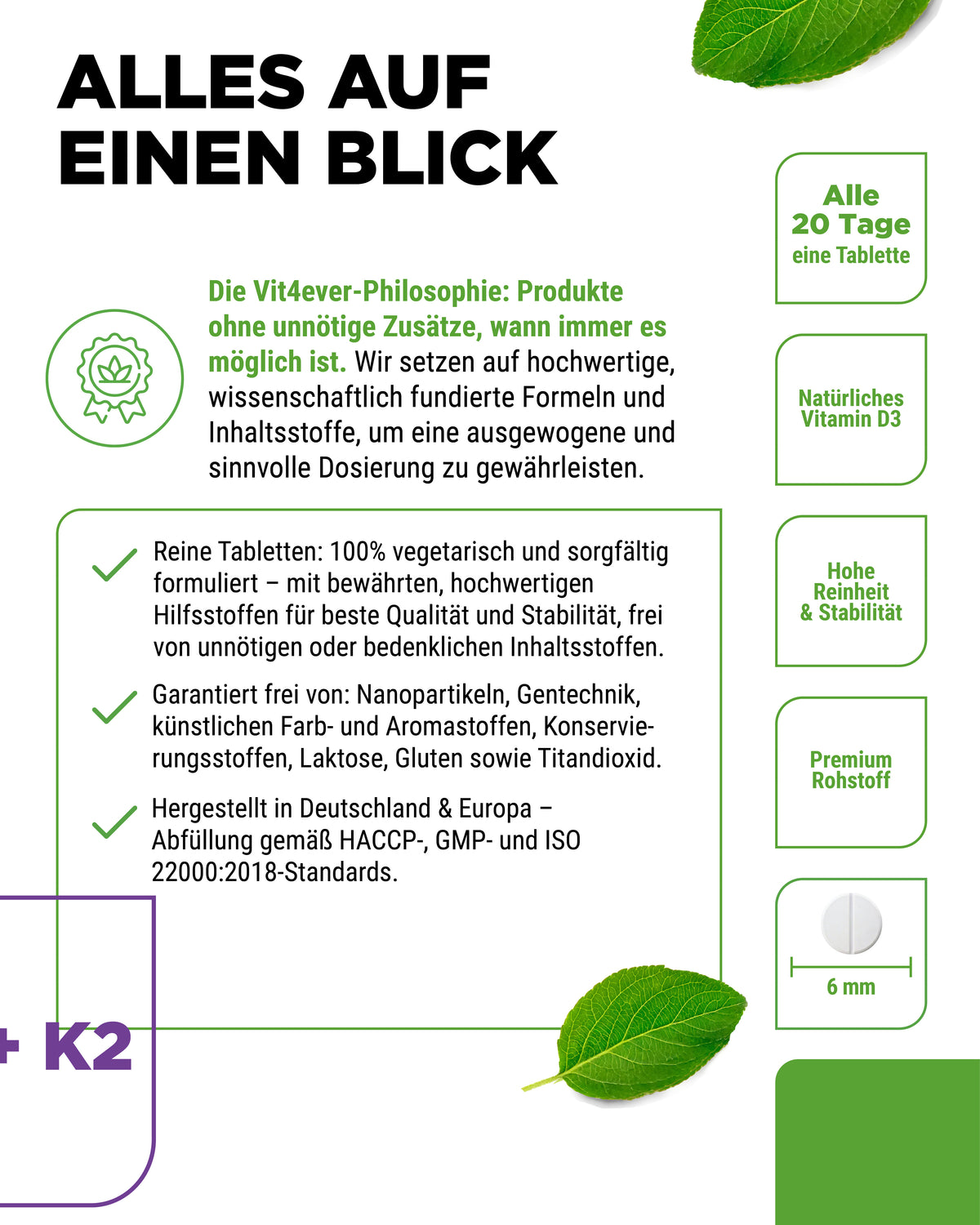 Vitamine D3 20.000 UI + Vitamine K2 200 mcg