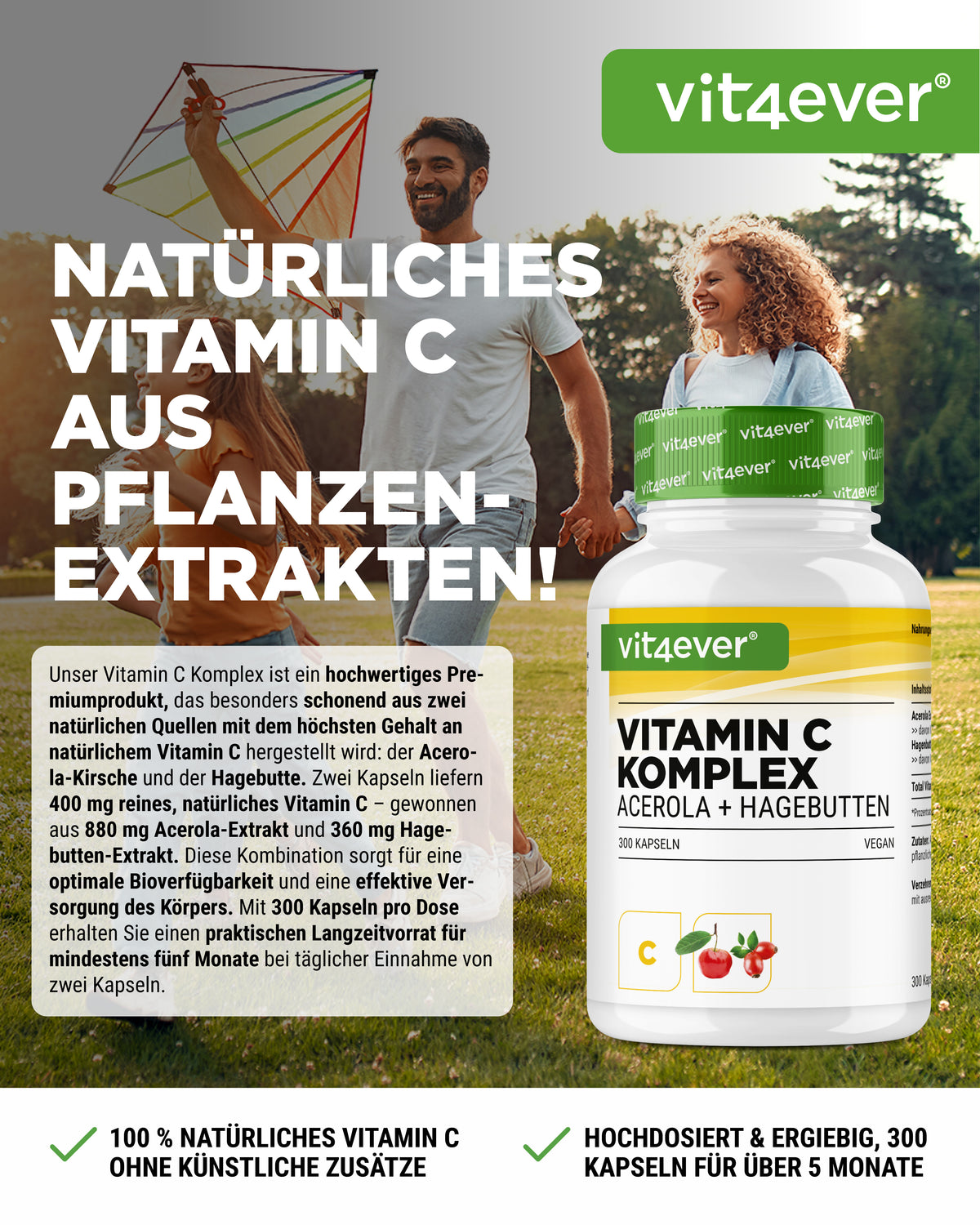 Vitamine C complex (Acerola+Honderoosjes)