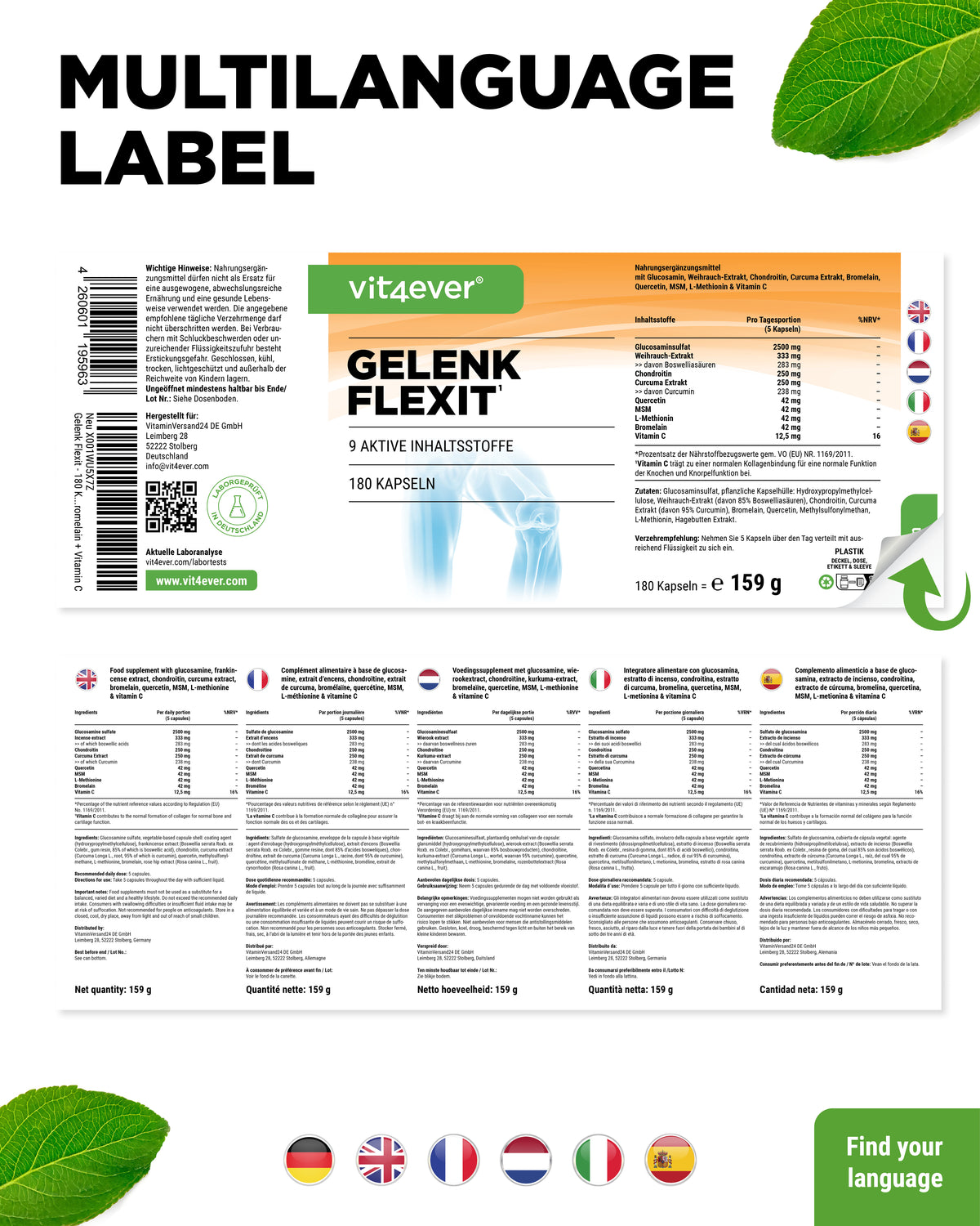 Gelenk Flexit - 9 Wirkstoffe