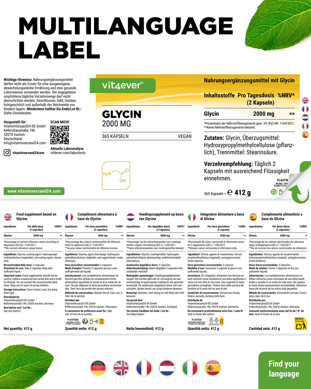 Glycin - 1000mg