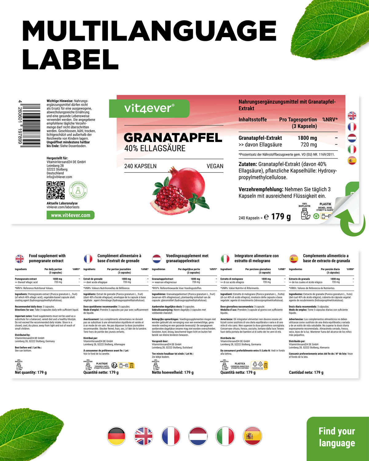 Granatapfel Extrakt, 240 Kapseln