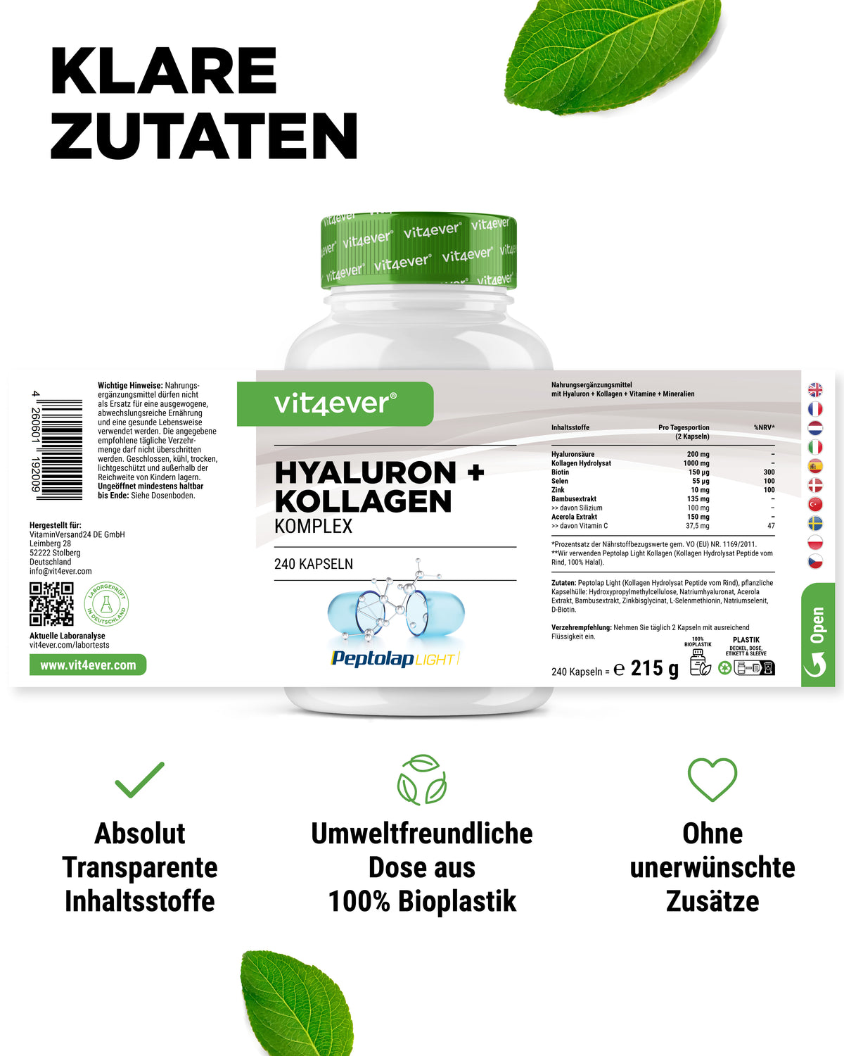 Hyaluronic Acid Collagen Complex - 240 Capsules