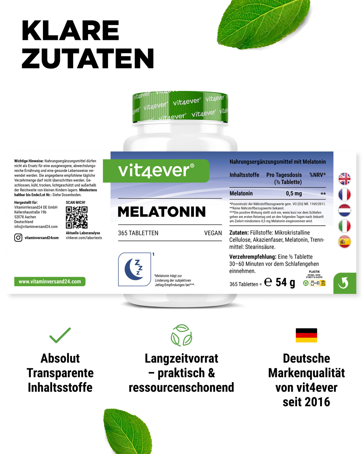 Melatonin - 1 mg - 365 tablets