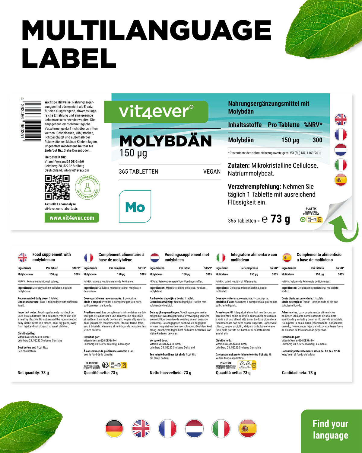 Molibdeno - 150 µg - Molibdato di sodio